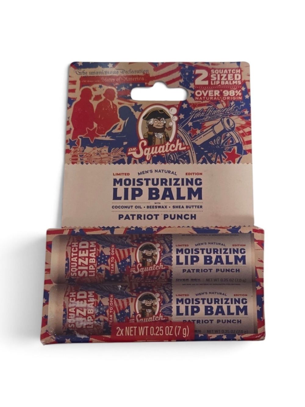 Dr. Squatch Patriot Punch Moisturizing Lip Balm - Red & Blue Twin Pack